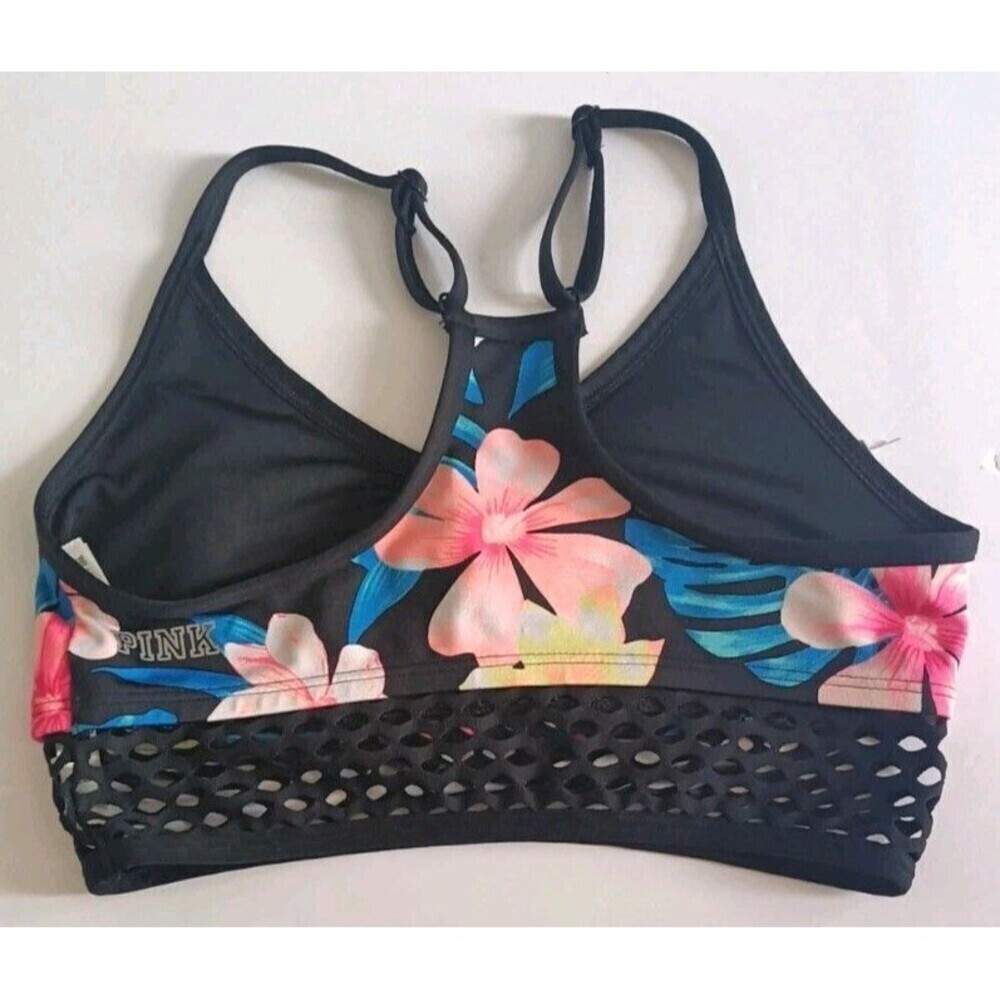 Victoria's Secret PINK Ultimate Sport Bra Size Small Floral Logo Print Wireless - Picture 2 of 5